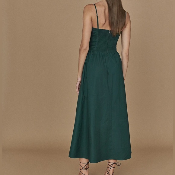 Reformation Lissa cotton poplin midi dress dark green - Picture 2 of 3